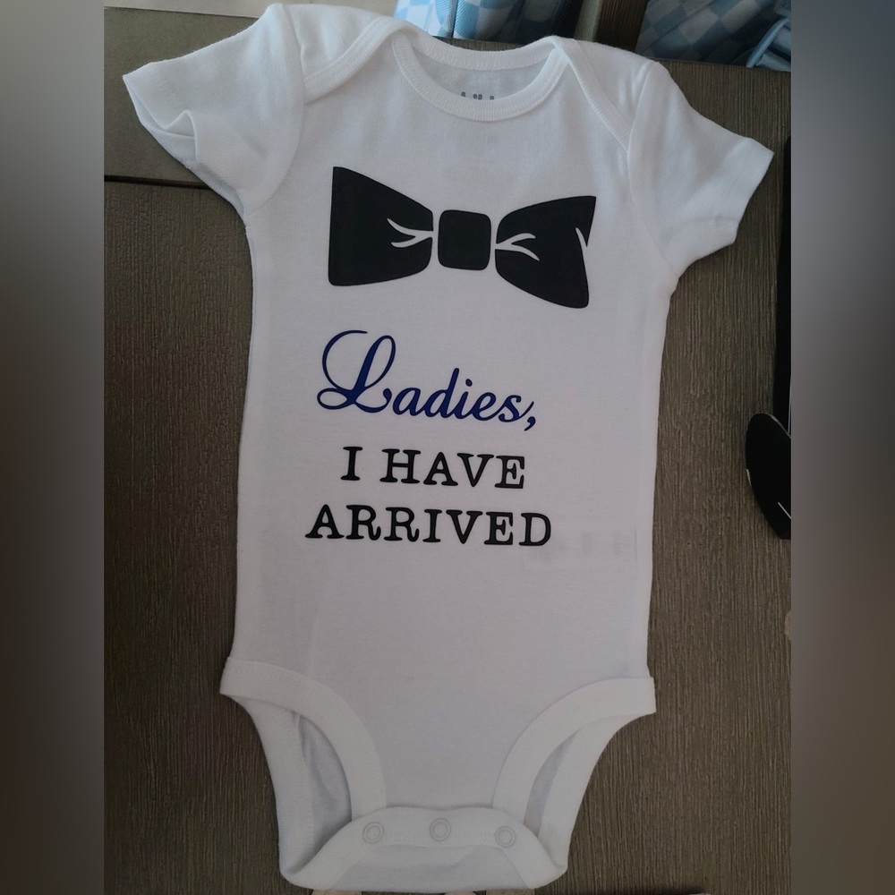 ADORABLE 3-6M ONESIE. MADE TO ORDER. PLEASE ALLOW 3-5 BUSINESS DAYS TO SHIP.